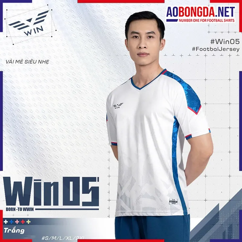 Áo Bóng Đá Không Logo CP Win 05 Trắng