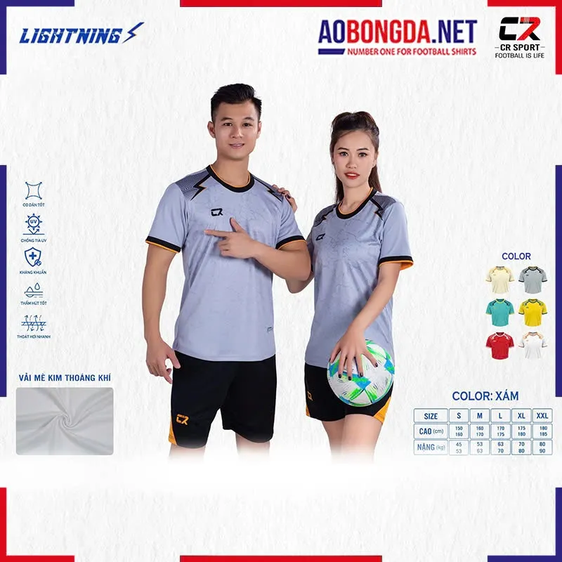  Áo Bóng Đá Không Logo CR Lightning Xám
