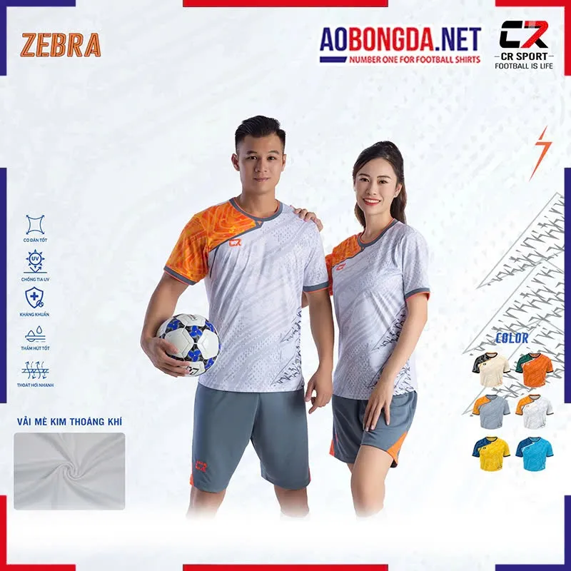 Áo Bóng Đá Không Logo CR Zebra Trắng