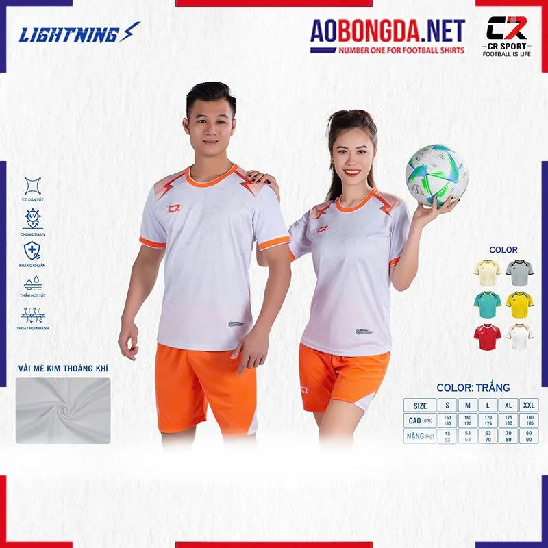 Áo Bóng Đá Không Logo CR Lightning Trắng