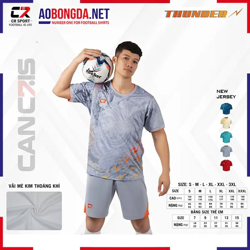 Áo Bóng Đá Không Logo CR Thunder Xám