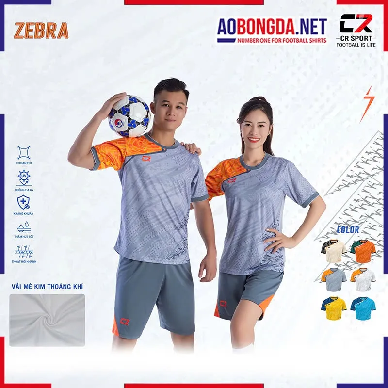 Áo Bóng Đá Không Logo CR Zebra Xám