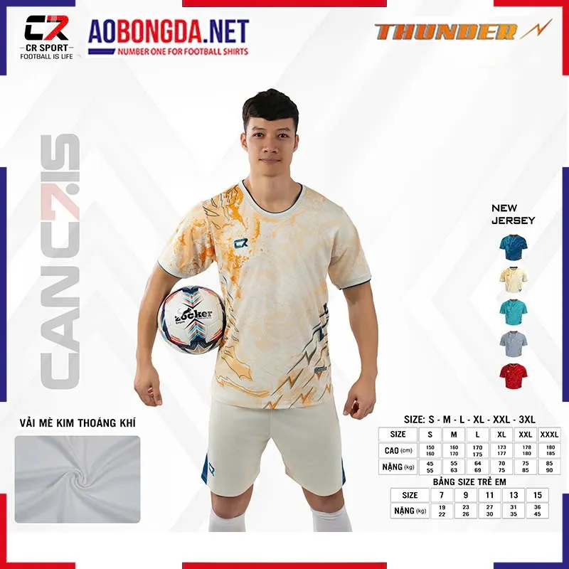  Áo Bóng Đá Không Logo CR Thunder Kem