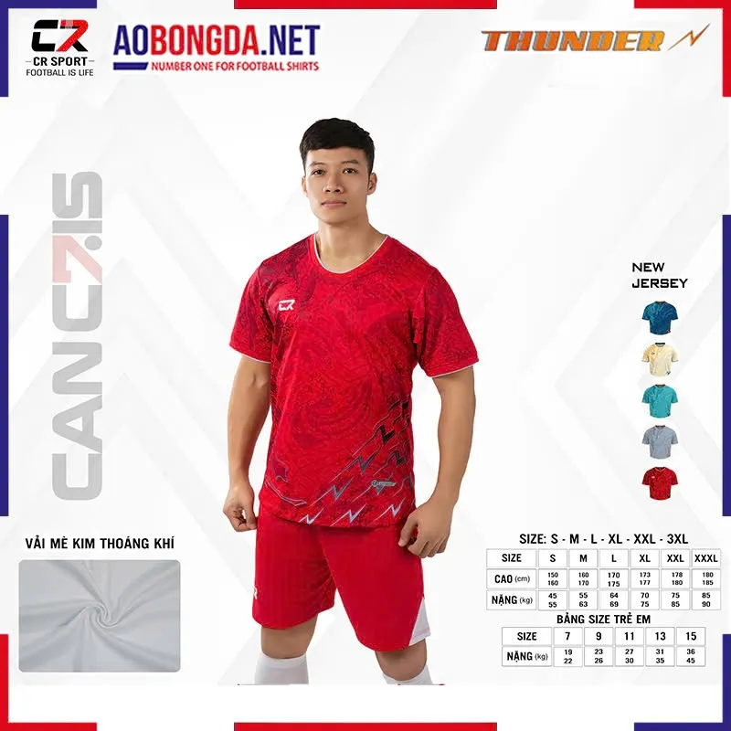 Áo Bóng Đá Không Logo CR Thunder Đỏ