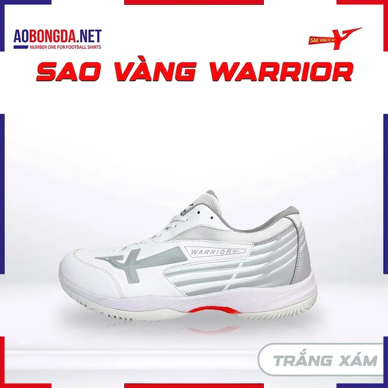 [SALE] Giày Bóng Chuyền Sao Vàng Warrior Trắng Xám
