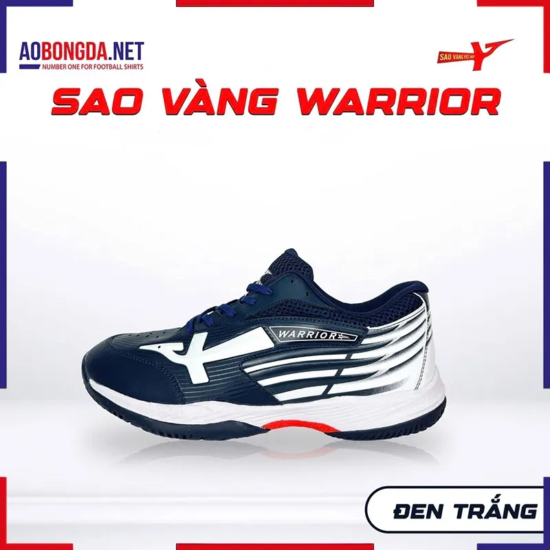 [SALE] Giày Bóng Chuyền Sao Vàng Warrior Đen Trắng