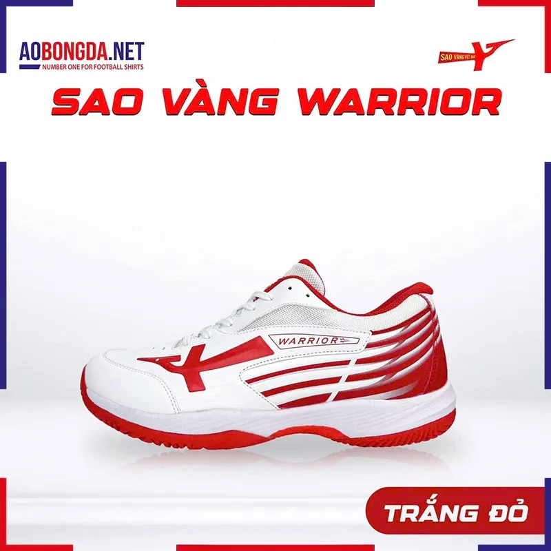 [SALE] Giày Bóng Chuyền Sao Vàng Warrior Trắng Đỏ