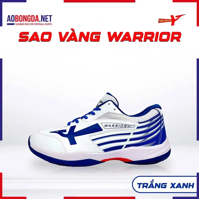[SALE] Giày Bóng Chuyền Sao Vàng Warrior Trắng Xanh