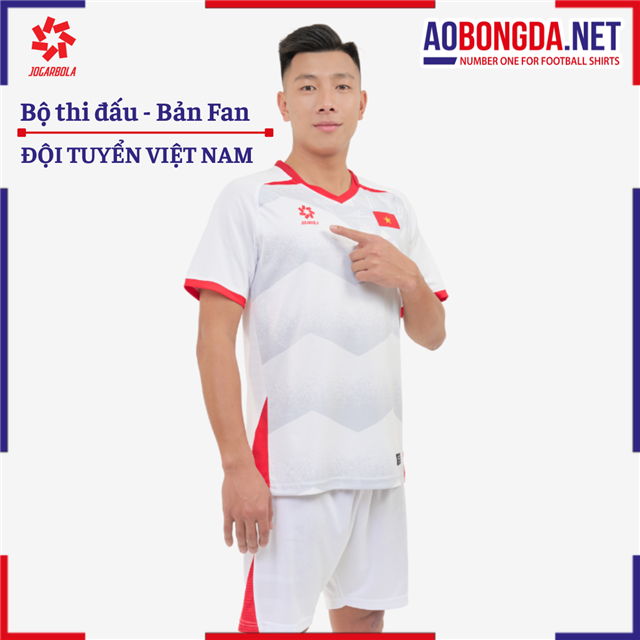 Bộ Quần Áo Thi Đấu Đội Tuyển Việt Nam 2025 Jogarbola Bản Fan Trắng