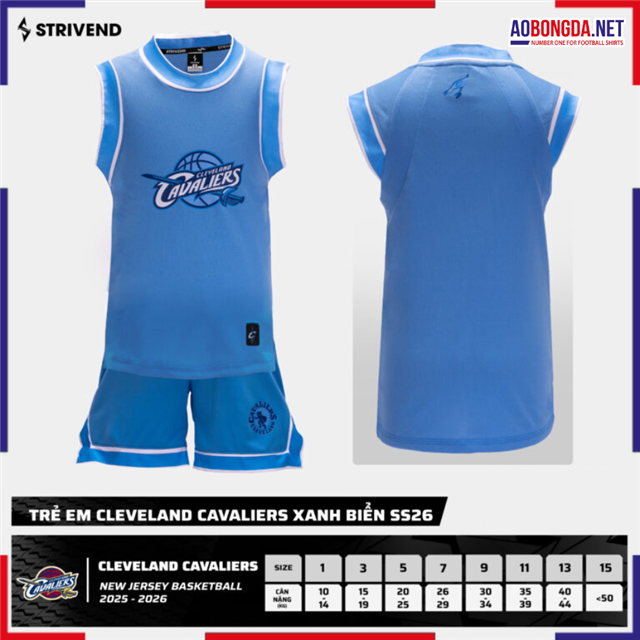 Bộ Bóng Rổ Trẻ Em Cleveland Cavalies Xanh Biển