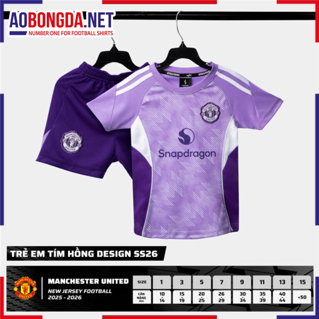 Áo Bóng Đá Câu Lạc Bộ Manchester United Trẻ Em Tím 2025-2026