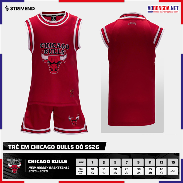 Bộ Bóng Rổ Trẻ Em Chiago Bulls Đỏ