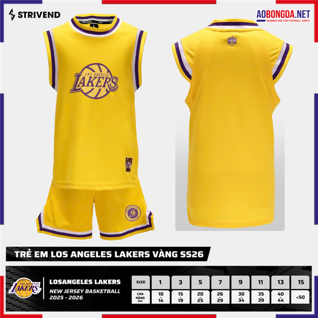 Bộ Bóng Rổ Trẻ Em Los Angeles Lakers Vàng