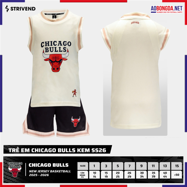 Bộ Bóng Rổ Trẻ Em Chiago Bulls Kem