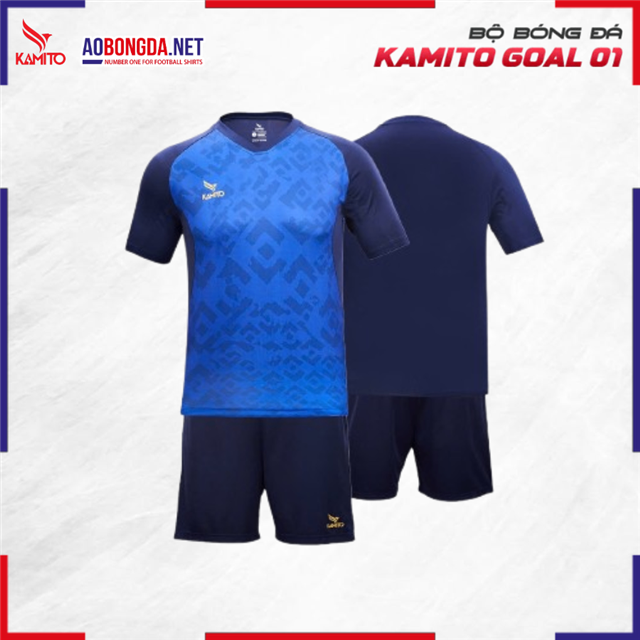 Áo Bóng Đá Không Logo Kamito Goal 01 Xanh Đen
