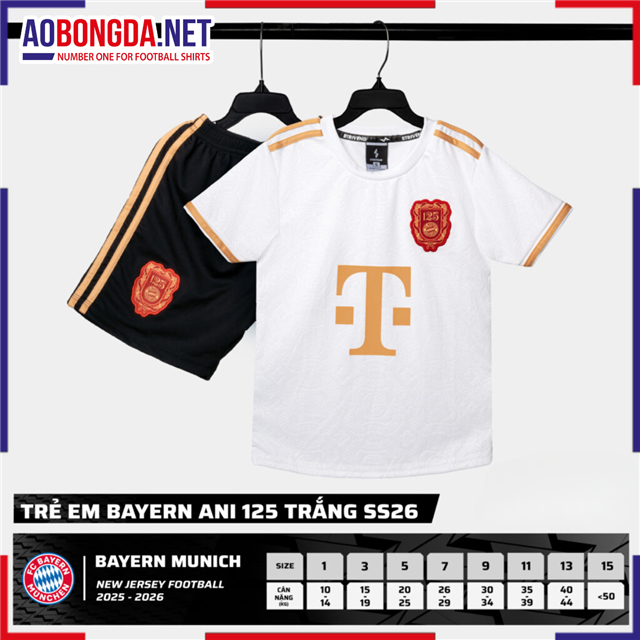 Áo Bóng Đá Câu Lạc Bộ Bayern Trẻ Em Trắng 2025-2026