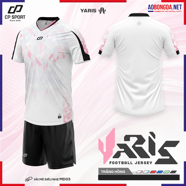 Áo Bóng Đá Không Logo CP CP Yaris Trắng Hồng