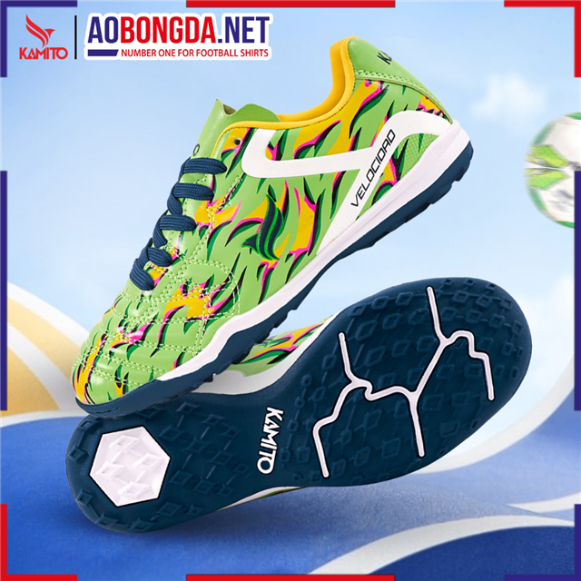 Giày Bóng Đá Kamito Velocidad Attack TF Xanh Chanh Vàng