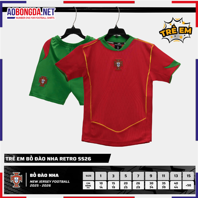 Áo Bóng Đá Đội Tuyển Bồ Đào Nha Trẻ Em Đỏ 2025-2026