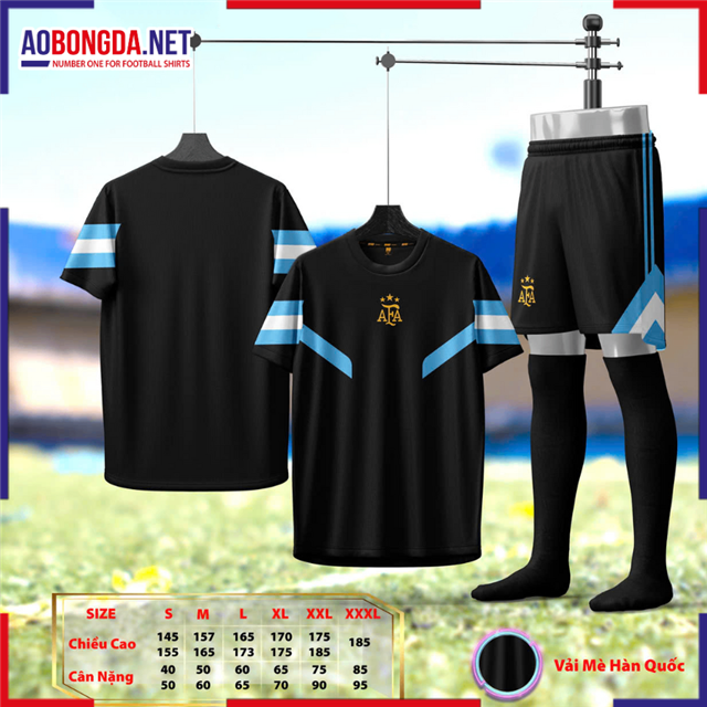 Áo Bóng Đá Đội Tuyển Argentina Đen Retro 2025