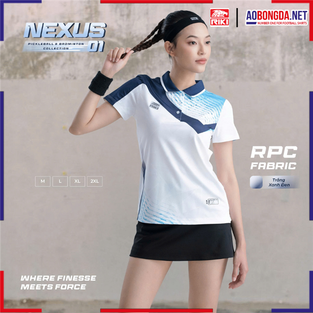 Áo Thể Thao Riki Nexus Nữ Trắng Xanh Đen