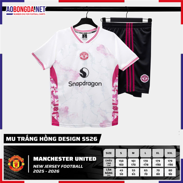 Áo Bóng Đá Câu Lạc Bộ Manchester United Trắng Hồng 2025-2026
