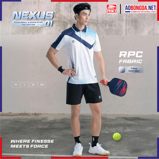 Áo Thể Thao Riki Nexus Nam Trắng Xanh Đen