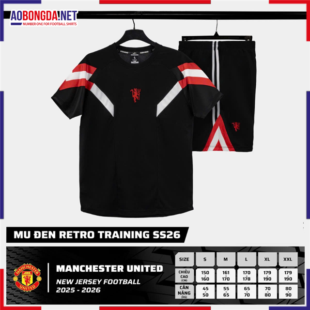 Áo Bóng Đá Câu Lạc Bộ Manchester United Đen Retro 2025-2026