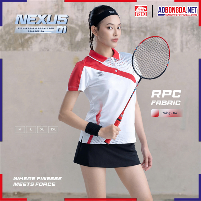 Áo Thể Thao Riki Nexus Nữ Trắng Đỏ