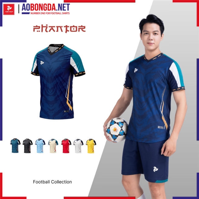 Áo Bóng Đá Không Logo Justplay Phantor Xanh Đen