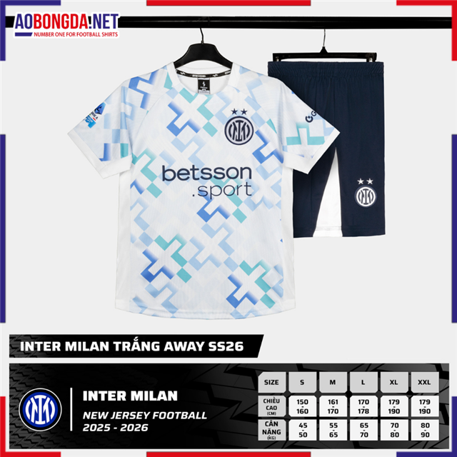  Áo Bóng Đá Câu Lạc Bộ Inter Milan Trắng Thiên Thanh 2025-2026