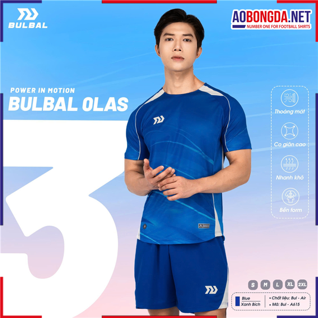  Áo Bóng Đá Không Logo Bulbal Olas 3 Xanh Bích