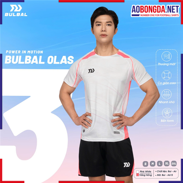  Áo Bóng Đá Không Logo Bulbal Olas 3 Trắng Hồng