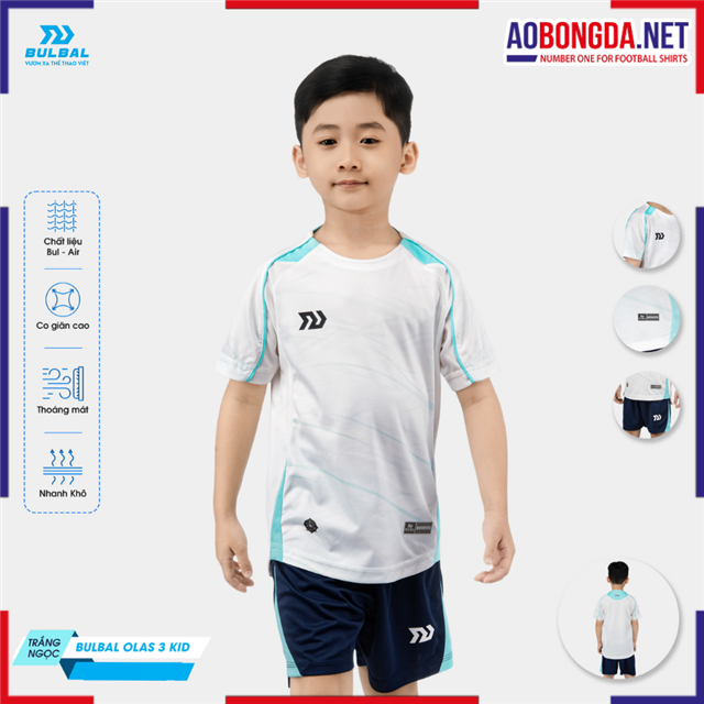  Áo Bóng Đá Trẻ Em Không Logo Bulbal Olas 3 Trắng Ngọc