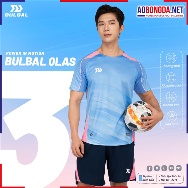  Áo Bóng Đá Không Logo Bulbal Olas 3 Xanh Biển