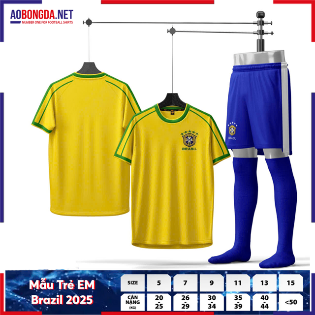 Áo Bóng Đá Đội Tuyển Brazil Trẻ Em Vàng 2025-2026