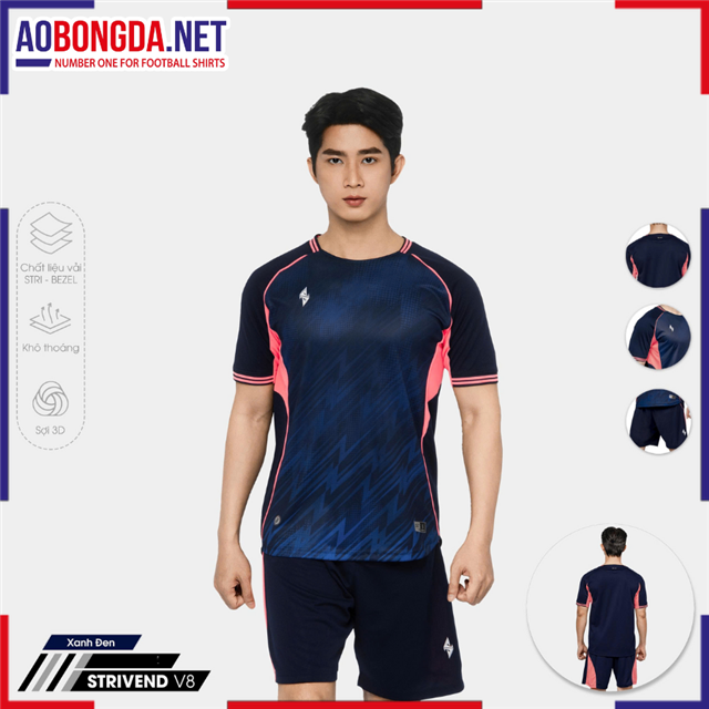 Áo Bóng Đá Không Logo Bulbal Strivend V8 Xanh Đen