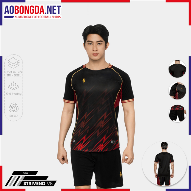 Áo Bóng Đá Không Logo Bulbal Strivend V8 Đen