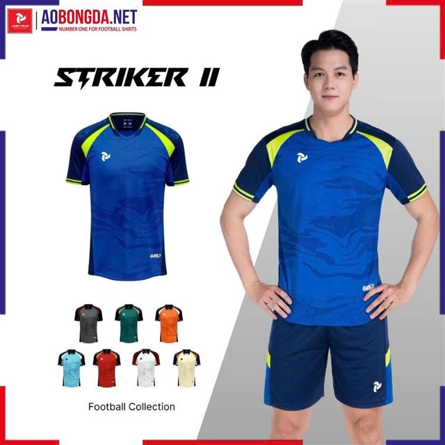 Áo Bóng Đá Không Logo Justplay Strike II Xanh Biển