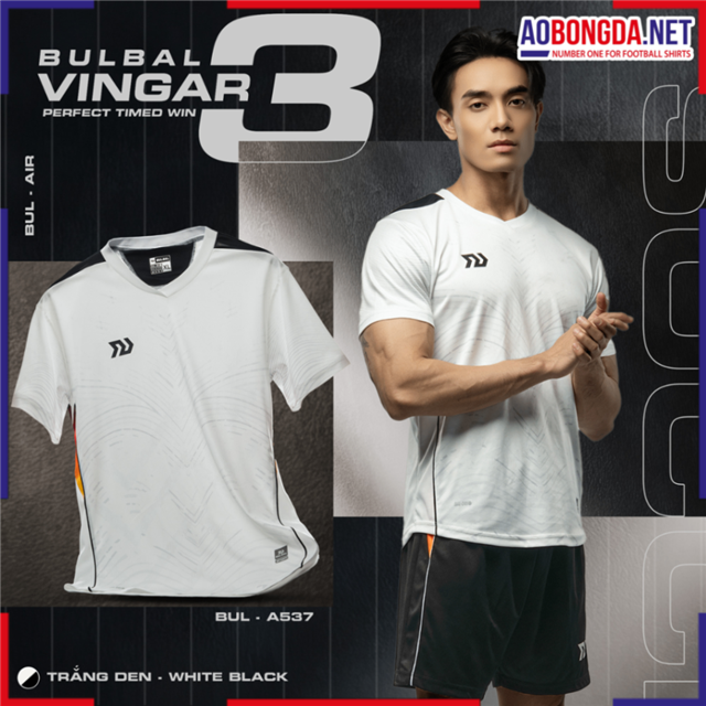 Áo Bóng Đá Không Logo Bulbal Vingar 3 Trắng Đen