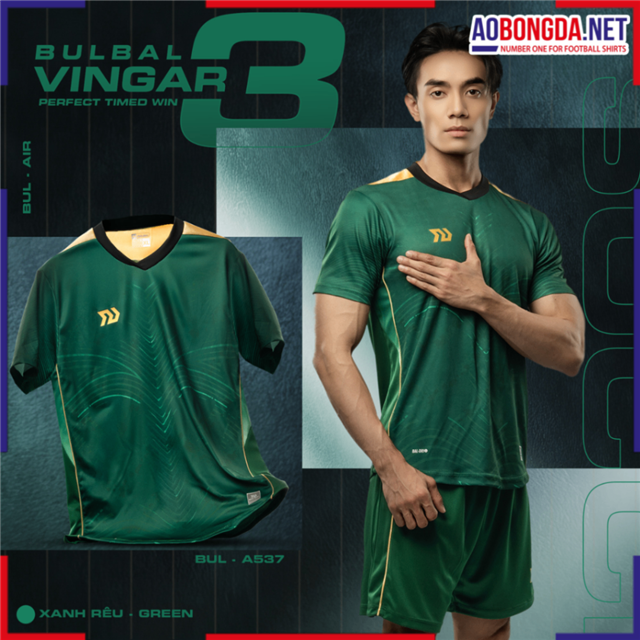 Áo Bóng Đá Không Logo Bulbal Vingar 3 Xanh Rêu
