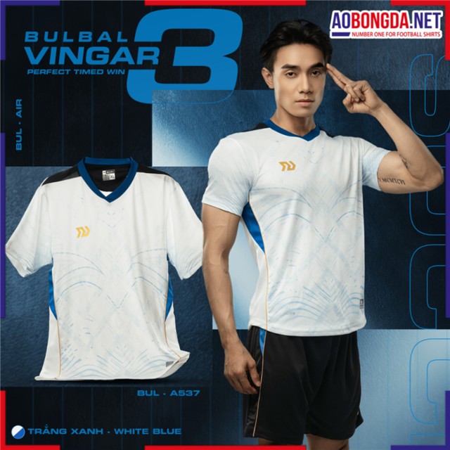 Áo Bóng Đá Không Logo Bulbal Vingar 3 Trắng Xanh