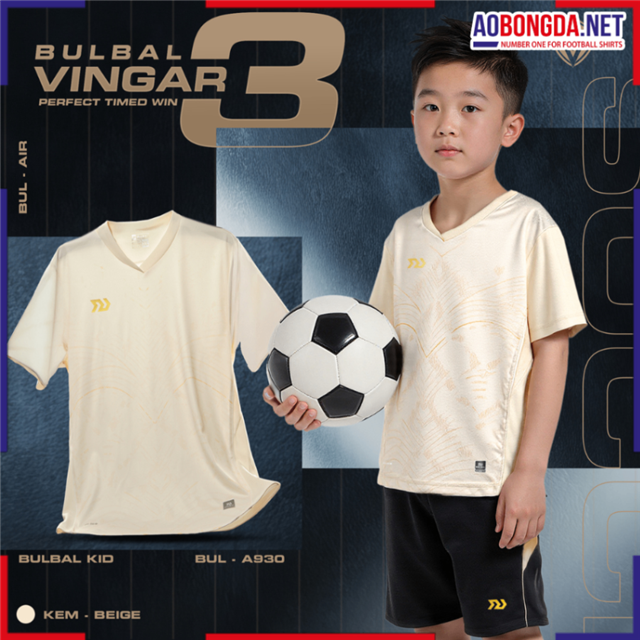 Áo Bóng Đá Trẻ Em Không Logo Bulbal Vingar 3 Kem