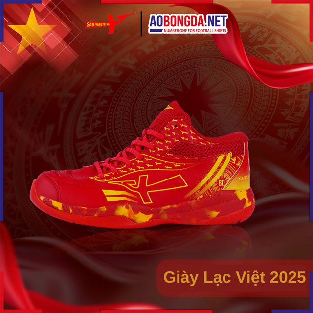 Giày Bóng Chuyền Sao Vàng Lạc Việt 2025 Đỏ