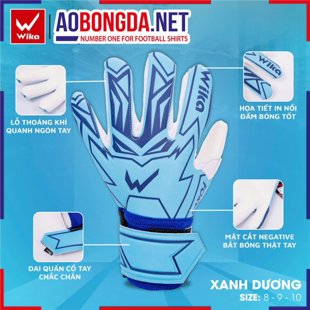 Găng Tay Thủ Môn Wika Forus Xanh Dương