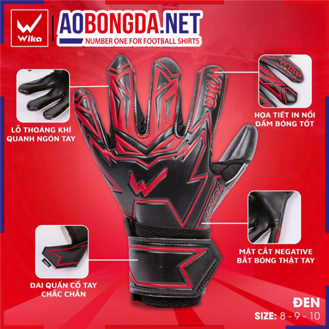 Găng Tay Thủ Môn Wika Forus Đen