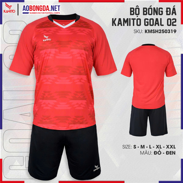 Áo Bóng Đá Không Logo Kamito Goal 02 Đỏ Đen