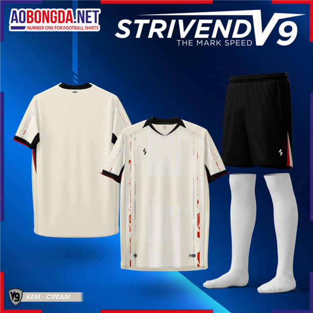 Áo Bóng Đá Không Logo Strivend V9 Kem