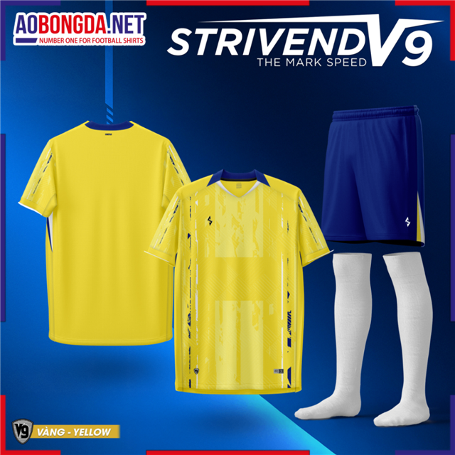 Áo Bóng Đá Không Logo Strivend V9 Vàng