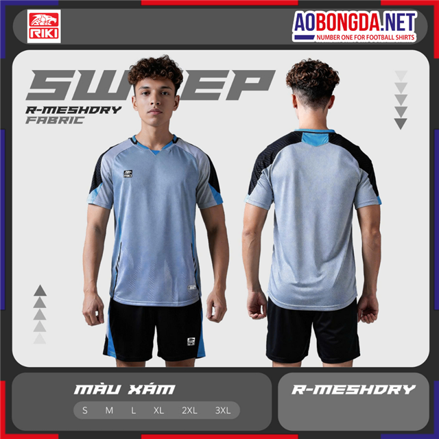 Áo Bóng Đá Không Logo Riki Sweep Xám